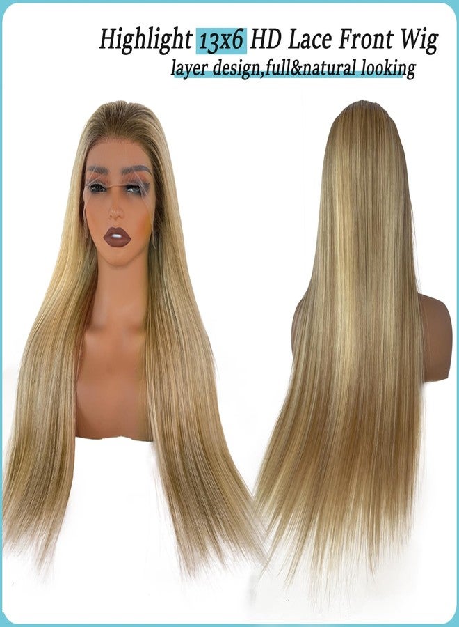Smavida Highlight Wear and Go Glueless Wig Human Hair Blonde Lace Front Wigs Human Hair for White Women 13x6 HD Transparent Lace Front Wigs Golden Brown to Blonde Balayage 9A Brazilian Human Hair Wig - Image 4